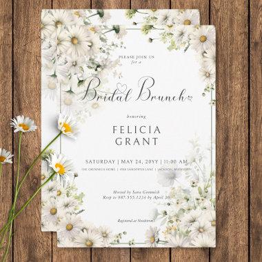 Rustic White Daisies Bridal Brunch Invitations