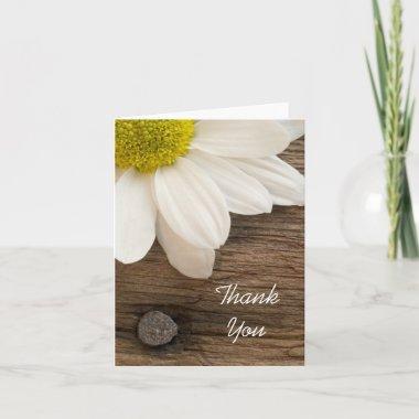 Rustic White Daisy and Brown Barn Wood Thank You