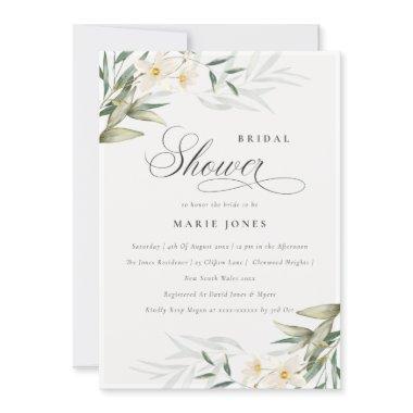 Rustic White Greenery Floral  Invite