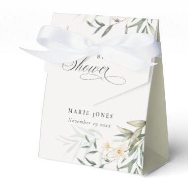 Rustic White Greenery Floral Bunch Bridal Shower Favor Boxes