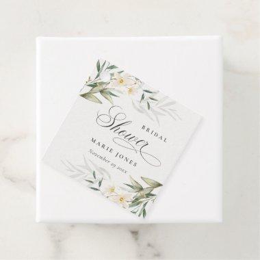 Rustic White Greenery Floral Bunch Bridal Shower Favor Tags