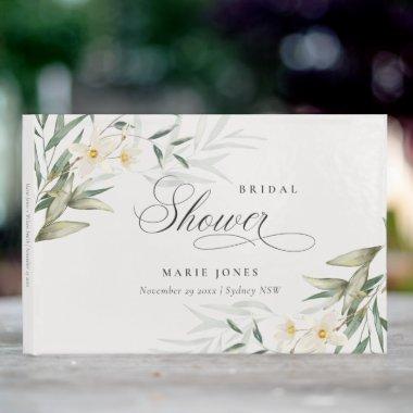Rustic White Greenery Floral Bunch Bridal Shower Guest Book