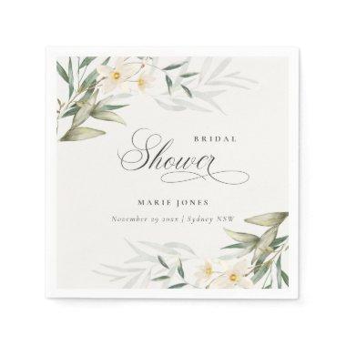 Rustic White Greenery Floral Bunch  Napkins