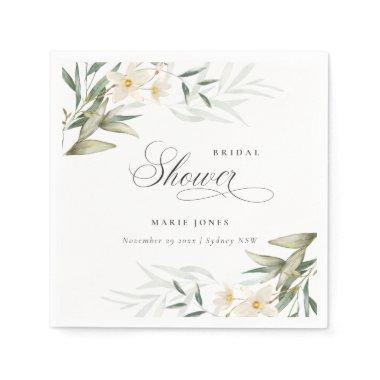 Rustic White Greenery Floral Bunch  Napkins