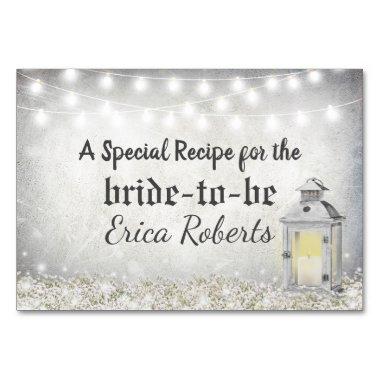 Rustic White Lantern Bridal Shower Recipe Invitations