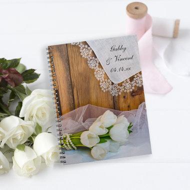 Rustic White Tulips Country Barn Wedding Notebook