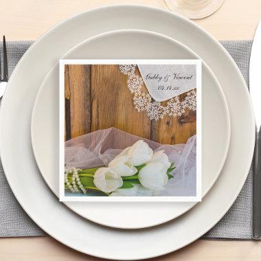Rustic White Tulips Country Barn Wedding Paper Napkins