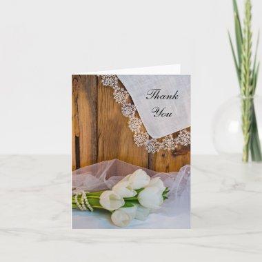 Rustic White Tulips Country Barn Wedding Thank You