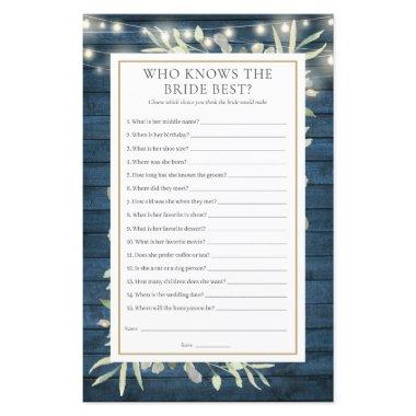 Rustic Who Knows The Bride Best Bridal Shower Game