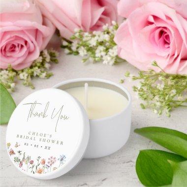 Rustic Wild Flowers  Thank You Mini Candle Favors
