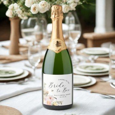 Rustic Wildflower Bride to Bee  Sparkling Wine Label
