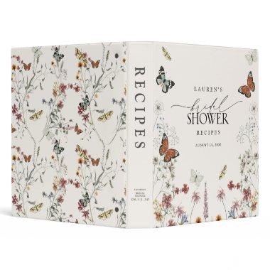 Rustic Wildflower Butterfly  Recipe 3 Ring Binder