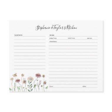 Rustic Wildflower Editable Recipe Invitations template