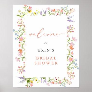 Rustic Wildflower Frame Bridal Shower Welcome Poster