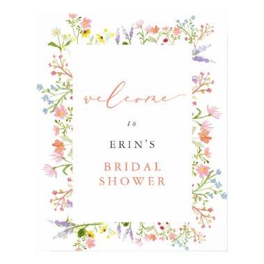 Rustic Wildflower Frame Bridal Shower Welcome Poster