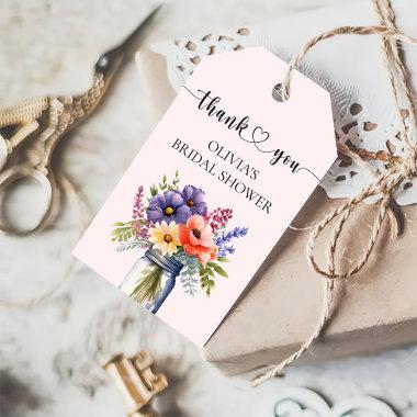 Rustic Wildflower Mason Jar Bridal Shower Favor Gift Tags