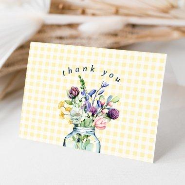 Rustic Wildflower Mason Jar Bridal Shower Thank You Invitations