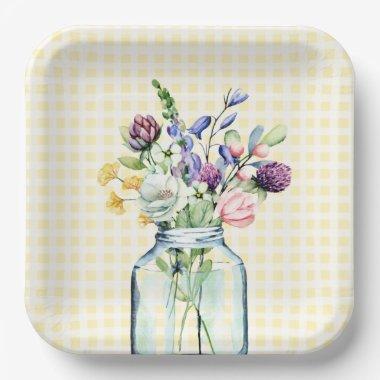 Rustic Wildflower Mason Jar Picnic  Paper Plates
