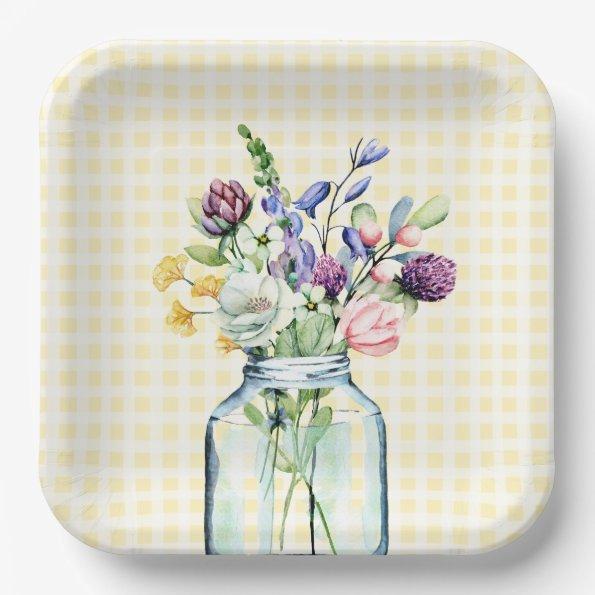 Rustic Wildflower Mason Jar Picnic  Paper Plates
