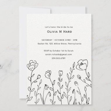 Rustic Wildflower Minimalist Bridal Shower Invitations
