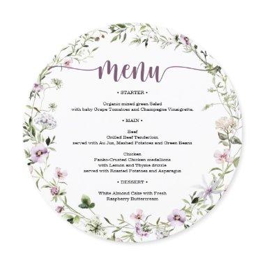 Rustic Wildflower Round Bridal Shower Menu