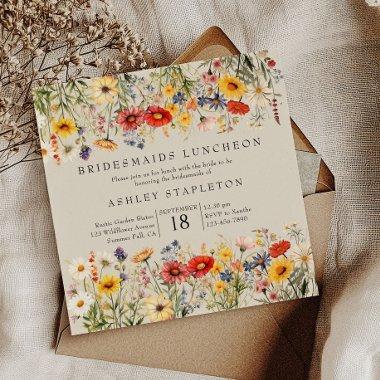 Rustic Wildflower Warm Floral Bridesmaids Luncheon Invitations