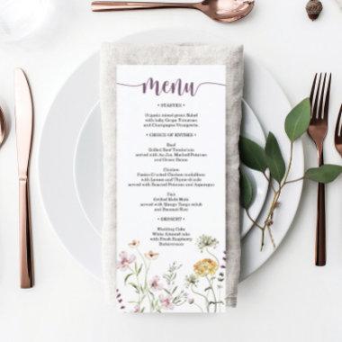 Rustic Wildflower Wedding Bridal Shower Menu