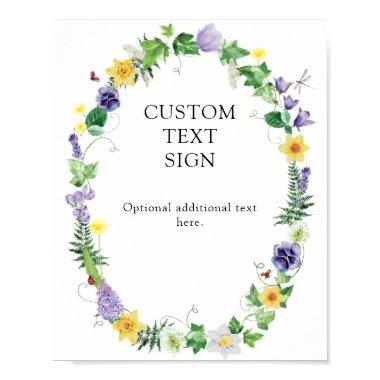 Rustic Wildflower Wedding Custom Text Poster