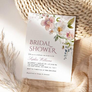 Rustic Wildflowers Bridal Shower Invitations