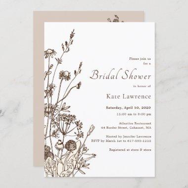 Rustic Wildflowers Fall Bridal Shower Invitations