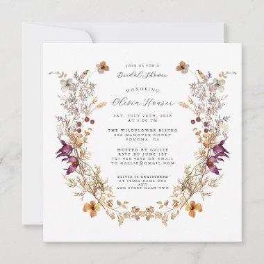 Rustic Wildflowers Floral Bridal Shower Invitations