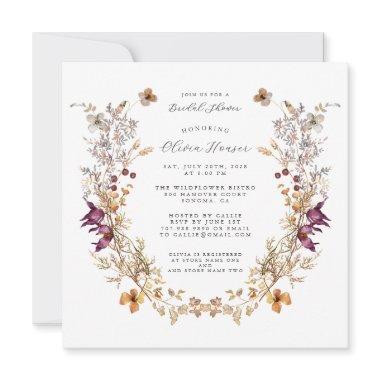 Rustic Wildflowers Floral Bridal Shower Invitations