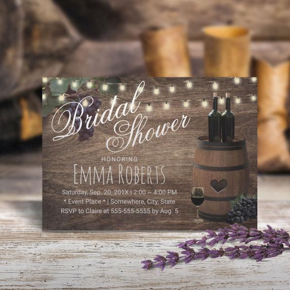 Rustic Wine Barrel Country Winery Bridal Shower Invitations