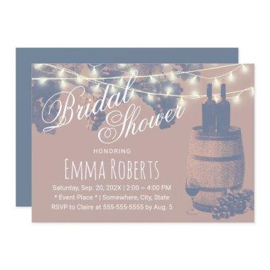 Rustic Wine Barrel Grape Vine Winery Bridal Shower Invitations