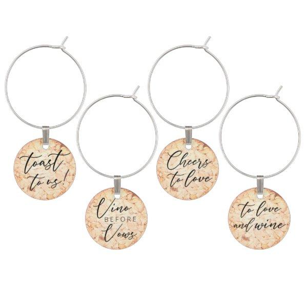 Rustic Wine Tasting  Cork Script Wine Charm