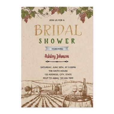 Rustic winery bridal shower theme Invitations