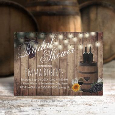 Rustic Winery Country Wine Barrel Bridal Shower Invitations