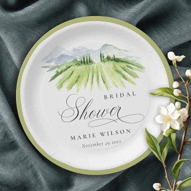 Rustic Winery Vineyard Mountain Bridal Shower Paper Plates