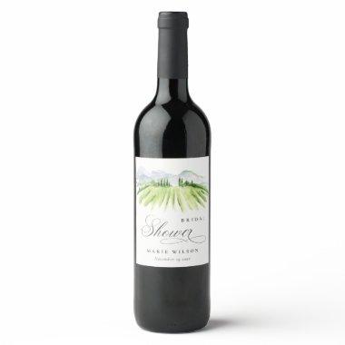 Rustic Winery Vineyard Mountain Bridal Shower Wine Label