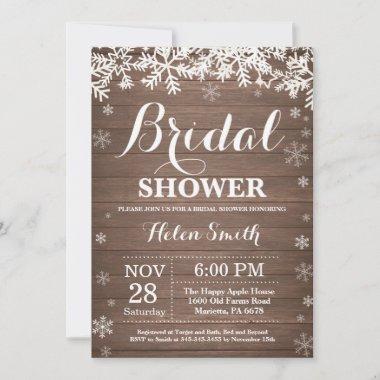 Rustic Winter Bridal Shower Snowflake Invitations