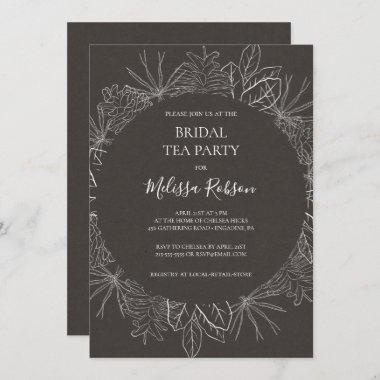 Rustic Winter Charcoal Bridal Tea Party Invitations