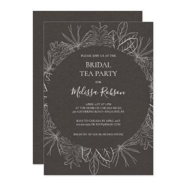 Rustic Winter Charcoal Bridal Tea Party Invitations