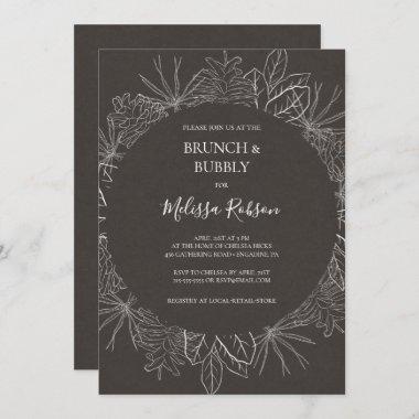 Rustic Winter | Charcoal Brunch and Bubbly Shower Invitations