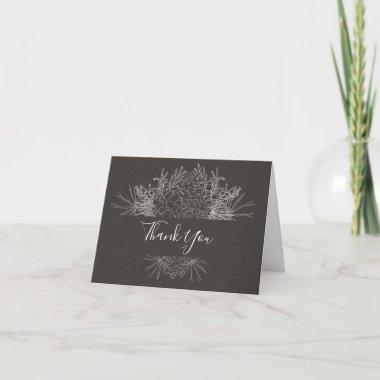 Rustic Winter | Charcoal Folded Thank You Invitations