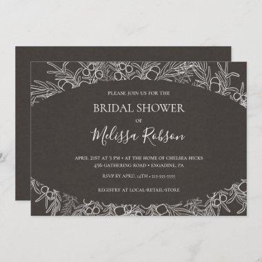 Rustic Winter | Charcoal Horizontal Bridal Shower Invitations