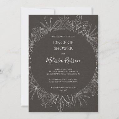 Rustic Winter Charcoal Lingerie Shower Invitations