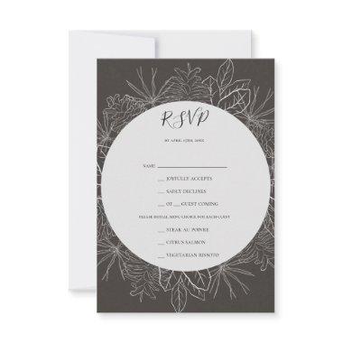 Rustic Winter | Charcoal Menu Choice RSVP Card
