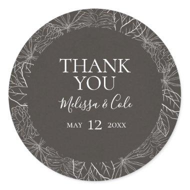 Rustic Winter | Charcoal Thank You Favor Sticker