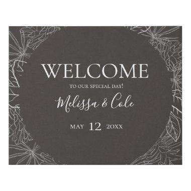 Rustic Winter | Charcoal Welcome Faux Canvas Print