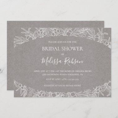 Rustic Winter | Grey Horizontal Bridal Shower Invitations
